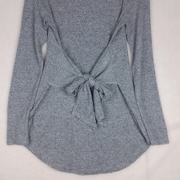 Anthropologie Womens Tunic Sz S‎ Heather Gray Knit Top Long Sleeve Waist Tie - Picture 14 of 14